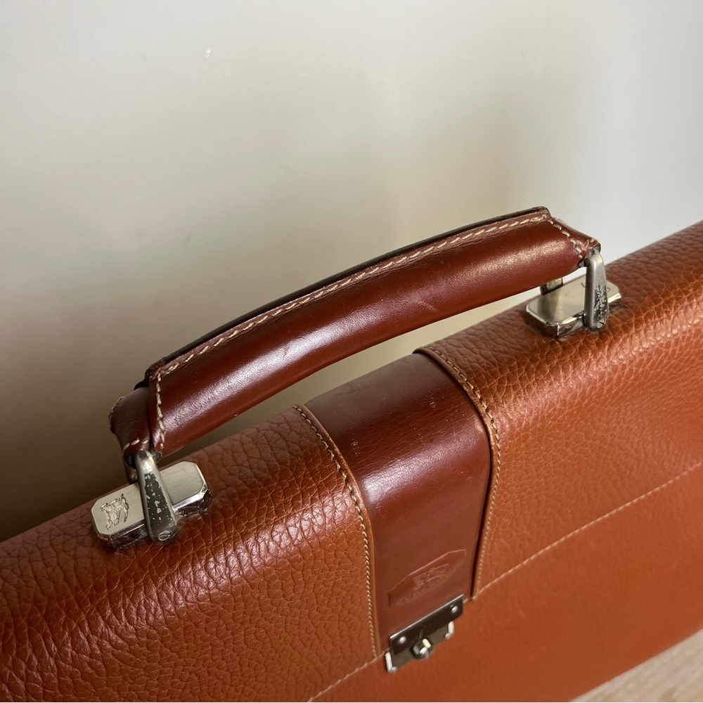 Vintage Burberry Leather Briefcase Nova Check Lock Key COA Business Work Office - Picture 13 of 16